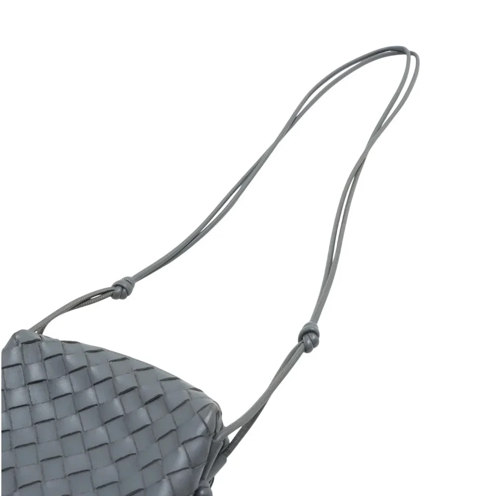 BOTTEGA VENETA Grey Intrecciato Mini Loop Leather Crossbody Camera Bag